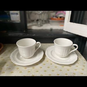 Mikasa Ultimate + Antique White coffee cup serves 4, sugar bowl, creamer